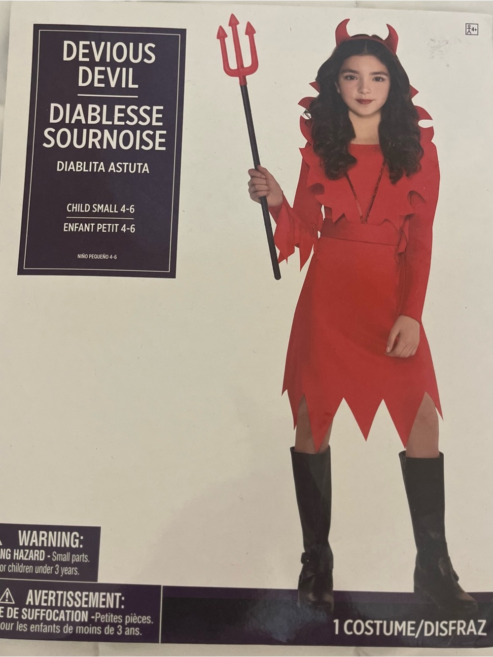 Devious Devil Kids Costume - Red (Child Small 4-6)